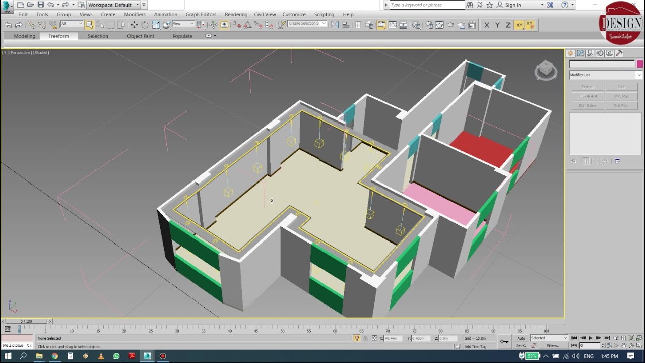 Lesson:10 how to import spotlight place in 3D Maxإستيراد سبوت إضاءه وتركيبه على السقف في ثري دي ماكس