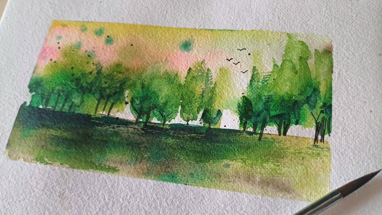 Abstract watercolor landscape