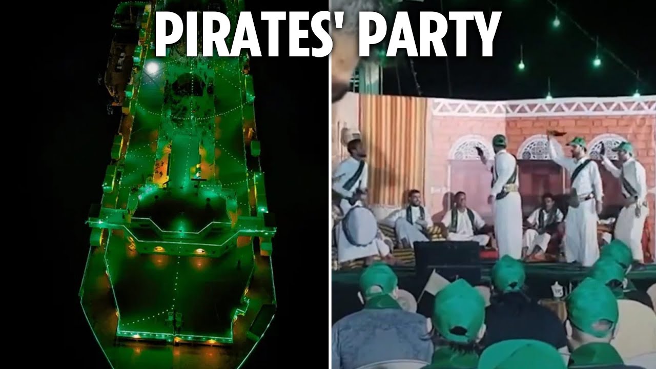 Hijacked Brit ship Galaxy Leader REAPPEARS as Houthis force crew to party on TV after kidnapping