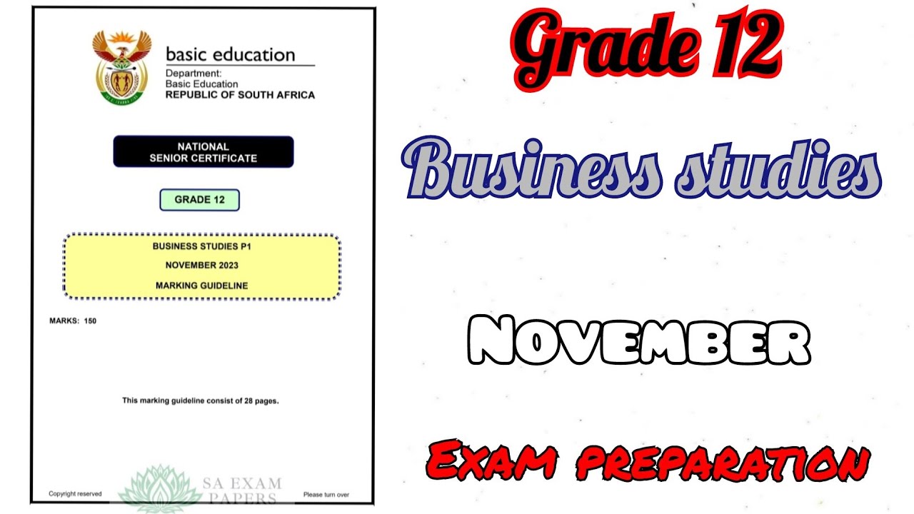 Grade 12 business studies paper 1 November