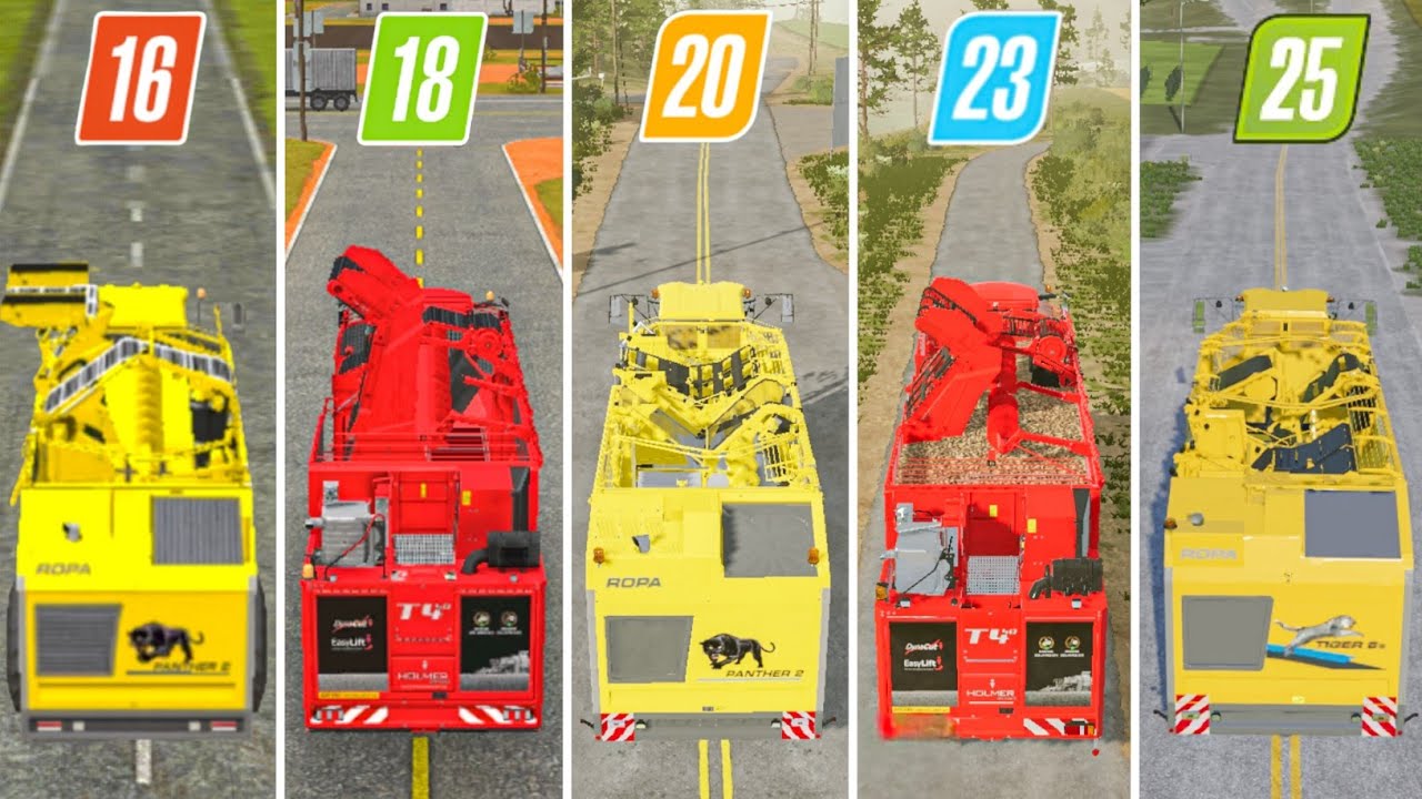 Fs16 vs Fs18 vs Fs20 vs Fs23 vs Fs25 | Sugerbeet Harvesting Compare Gameplay | Timelapse 