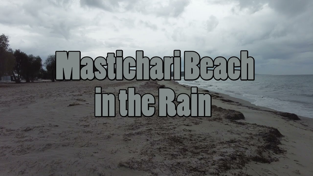 Mastichari Beach in the rain on the island of Kos in Greece (4k)