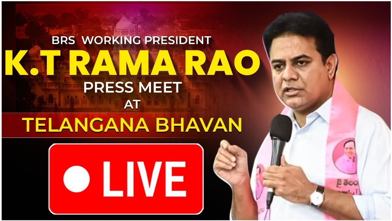 Live : BRS Working President KTR addressing the media at Telangana Bhavan.
