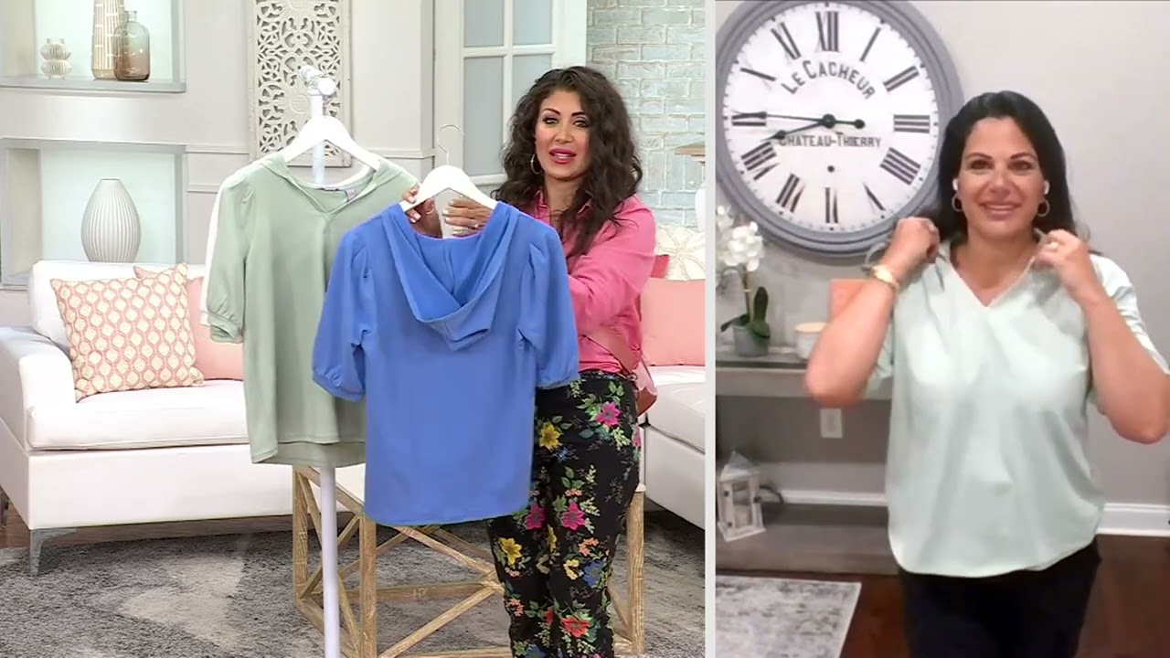 AnyBody Lounge Cozy Knit Puff-Sleeve Hooded Top on QVC