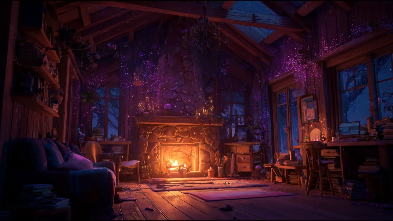 Light Fireplace Crackle • Cozy Cabin Sleep Sounds (10 Hours)