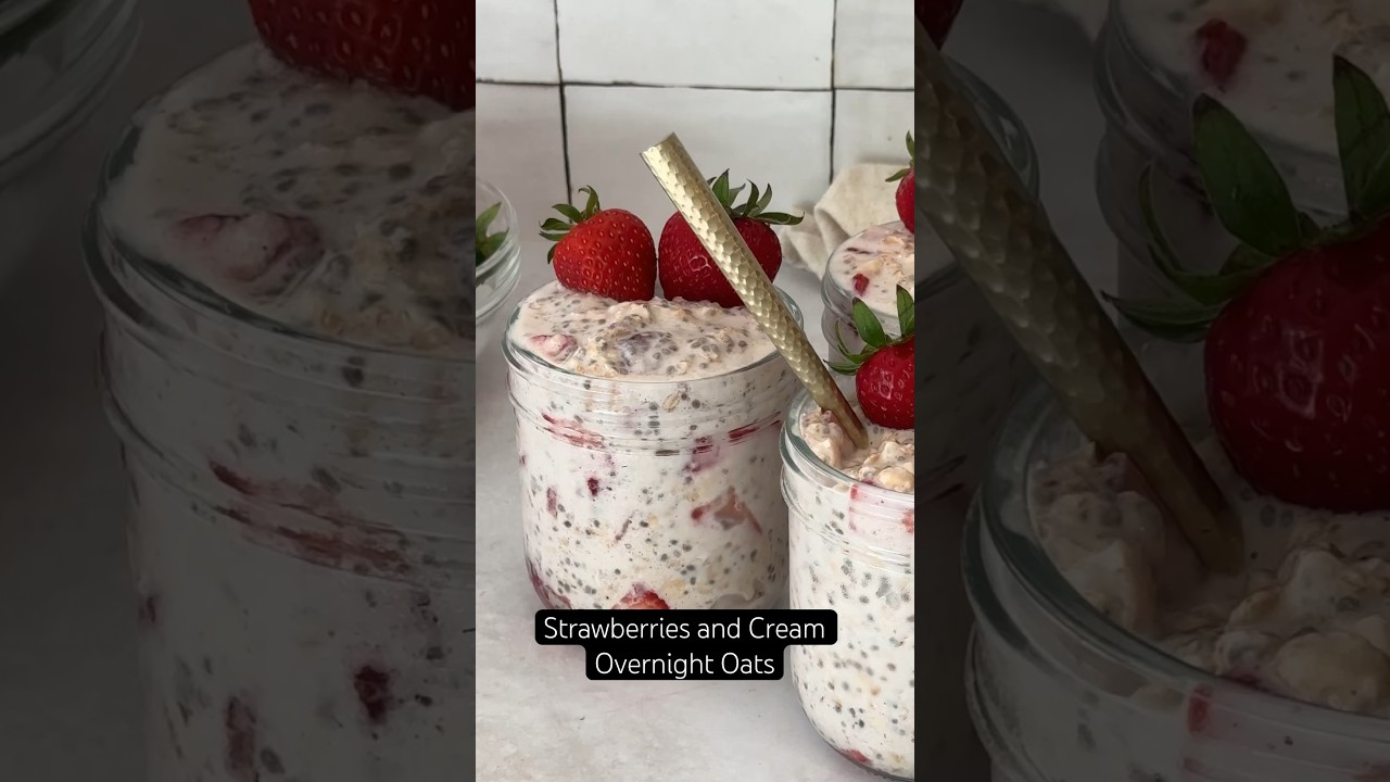 Strawberries & Cream Overnight Oats, a Nutritious and Delicious Breakfast from a dietitian