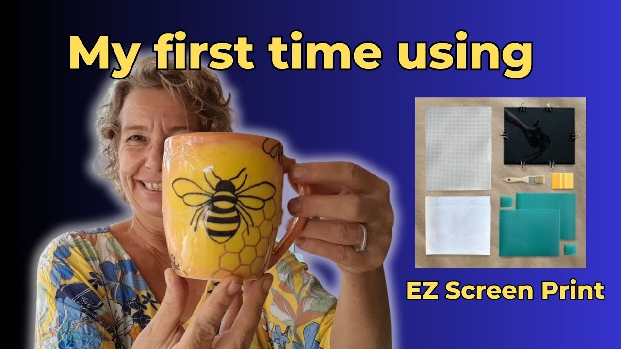 Making a Bee Mug with EZ Screen print, colored slips and some Mishima!