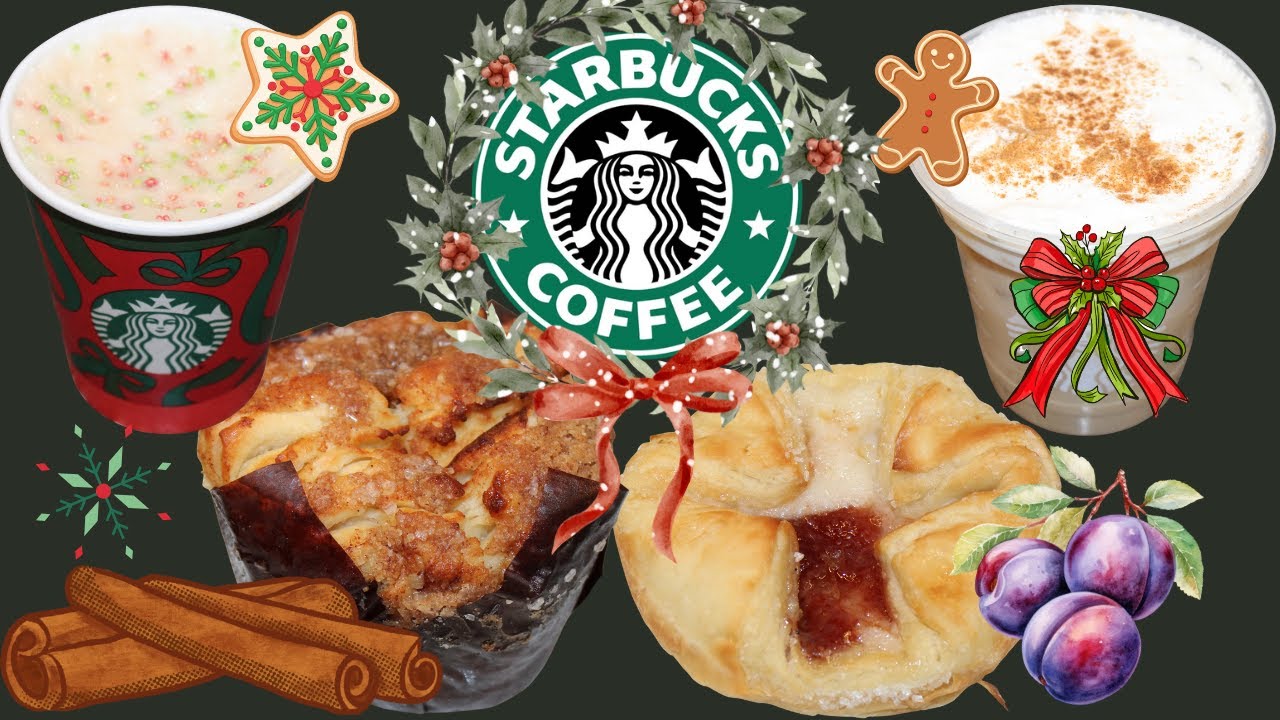 Starbucks Sugar Cookie Latte, Iced Gingerbread Chai, Sugar Plum Cheese Danish & Cinnamon Pull-Apart