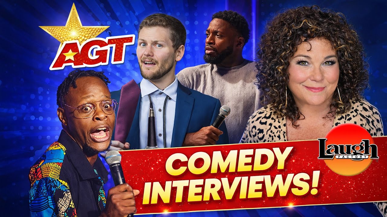 Комедийное шоу AGT: интервью с Лернмором Джонаси, Дрю Линчем, Пречером Лоусоном и Вики Барболак.