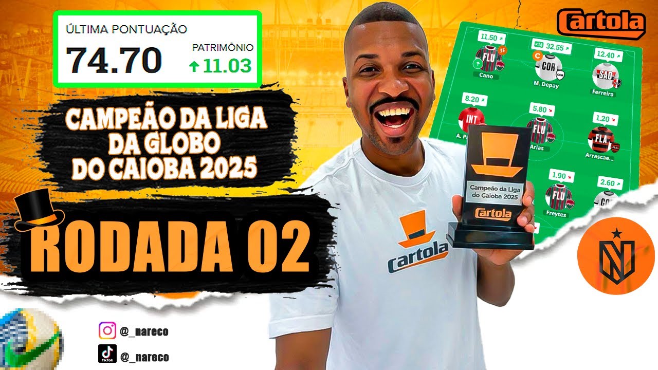 CARTOLA 2026 RODADA 01 - CAMPE&Atilde;O DA LIGA GLOBO CAIOBA EM 2025 E TOP1 INFLUENCER COM TIME VIP EM 2022