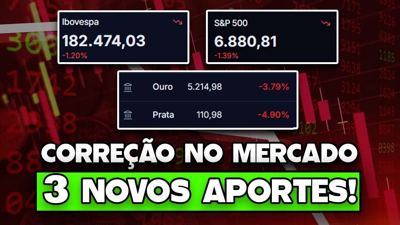 🚨BOLSAS VIRARAM PRA QUEDA! APROVEITANDO A CORREÇÃO, FIZ 3 NOVOS APORTES NA CARTEIRA