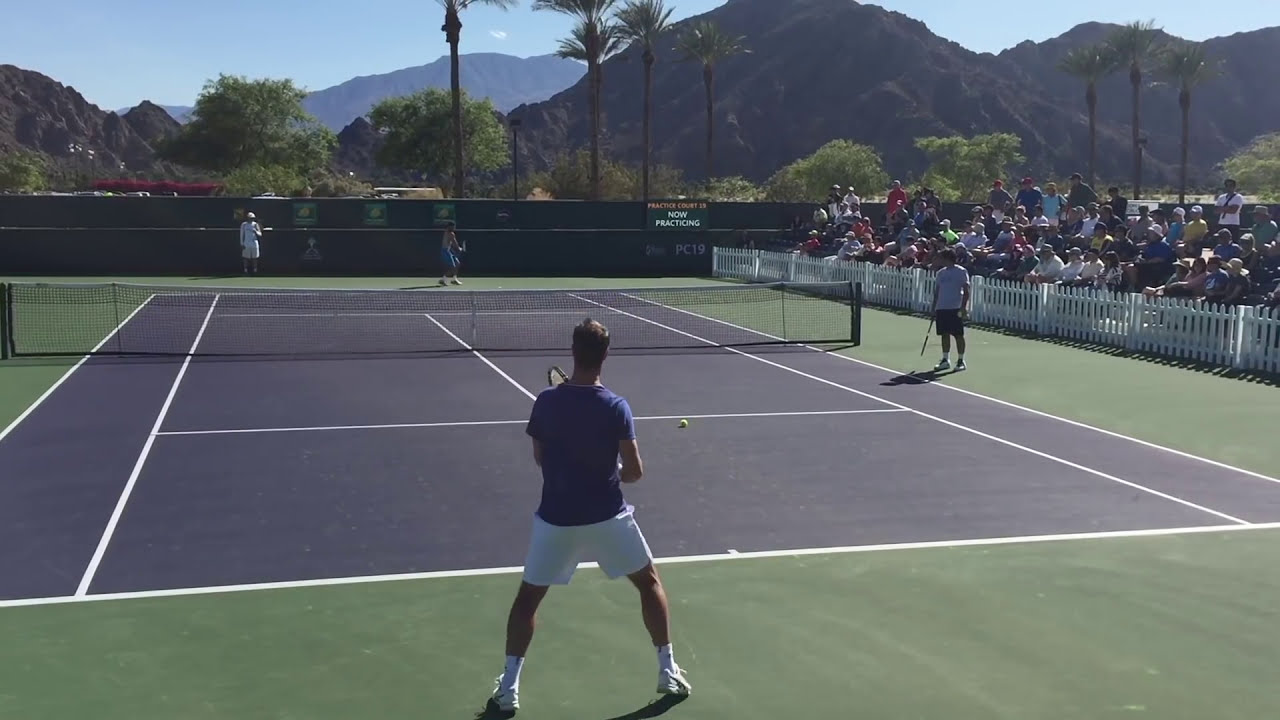 Richard Gasquet & Gilles Simon | Indian Wells Practice 3/8/16 (Court Level 60 fps)
