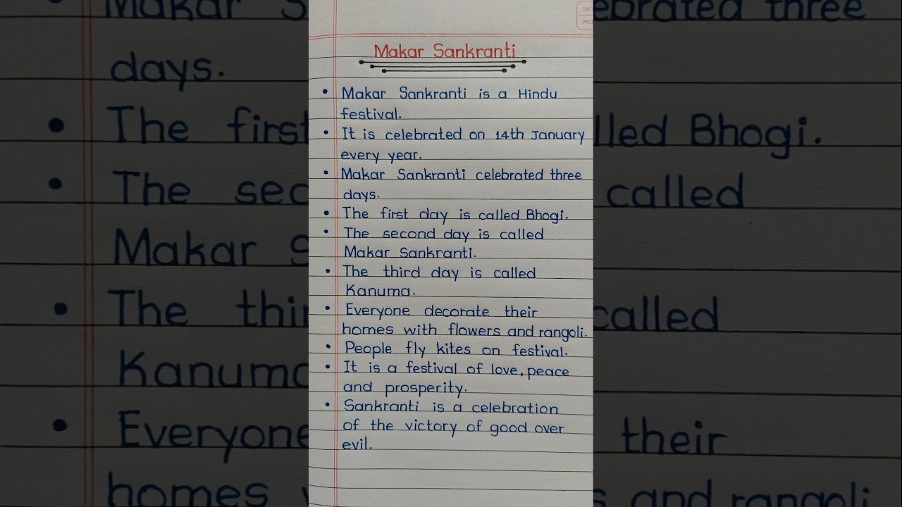 10 Lines On Makar Sankranti In English 2025  // #sankranti #essay