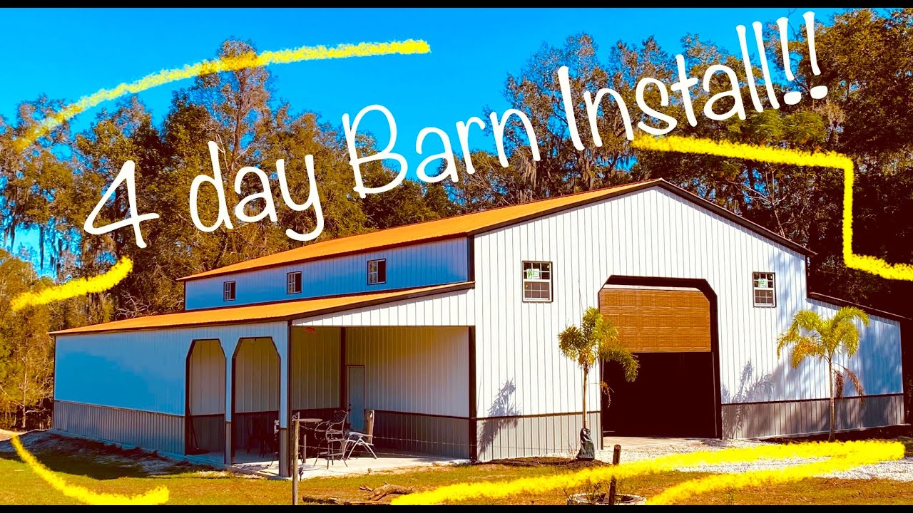 70x60 steel pole barn installed in 4 days! (Time-lapse and Install Video)