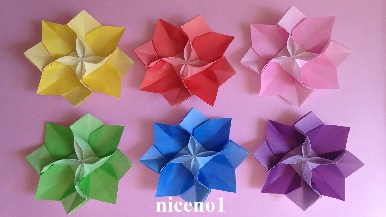 折り紙 花 １枚の折り方2 Origami flower tutorial （niceno1）