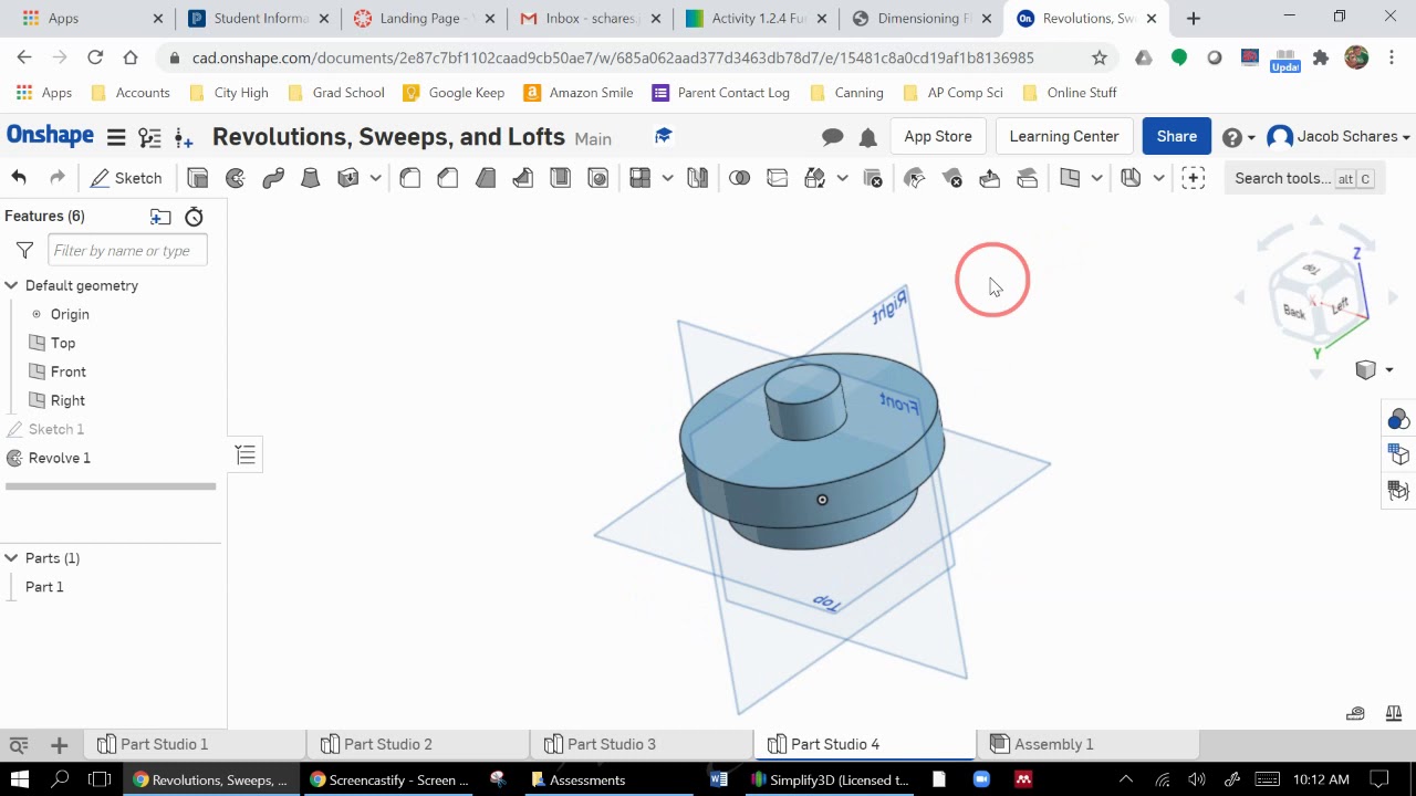 Revolve, Sweep, and Loft in Onshape