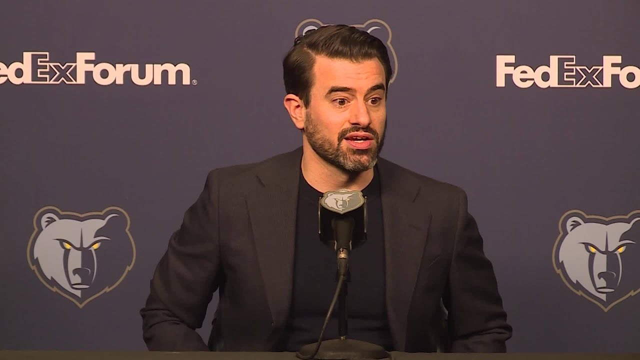 Memphis Grizzlies general manager Zach Kleiman addresses media following NBA trade deadline