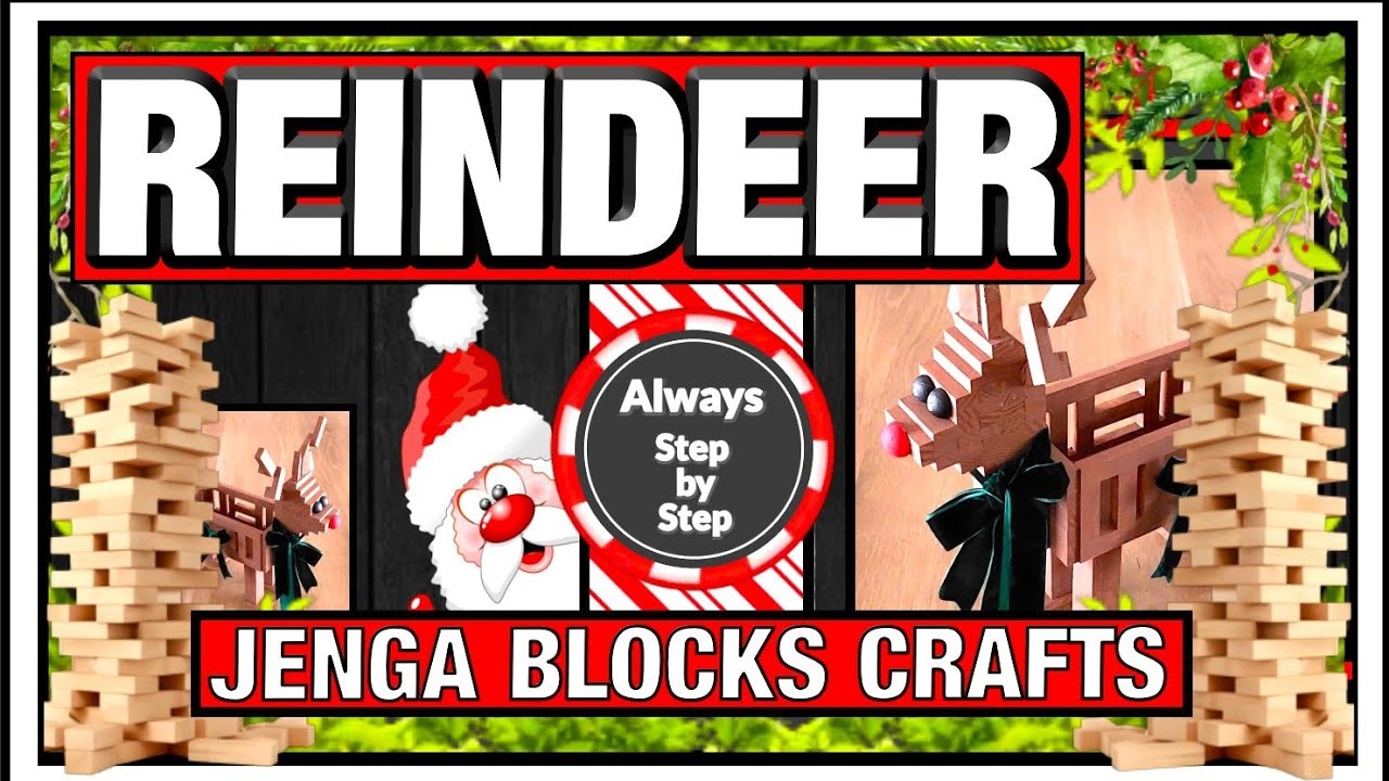 🟢TUMBLING TOWER BLOCKS UNIQUE REINDEER🟢DOLLAR TREE INSPIRED DIYS🟢JENGA BLOCK CHRISTMAS CRAFTS🟢 #easy