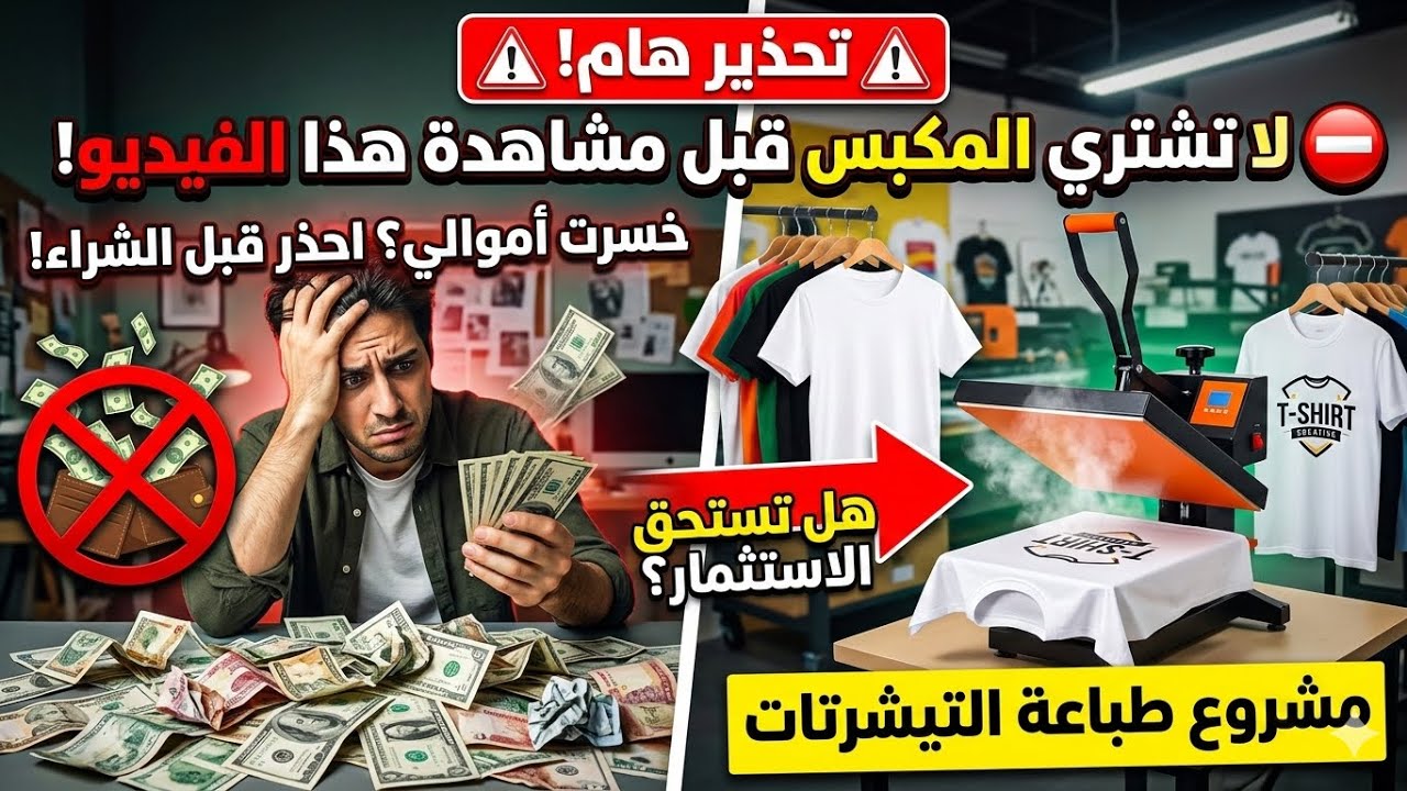 شاهد قبل أن تخسر أموالك في مشروع الطباعه الحرارية على الملابس والتيشرتات  