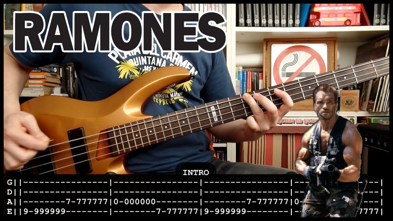 RAMONES - Commando (bass cover w/ Tabs & lyrics)