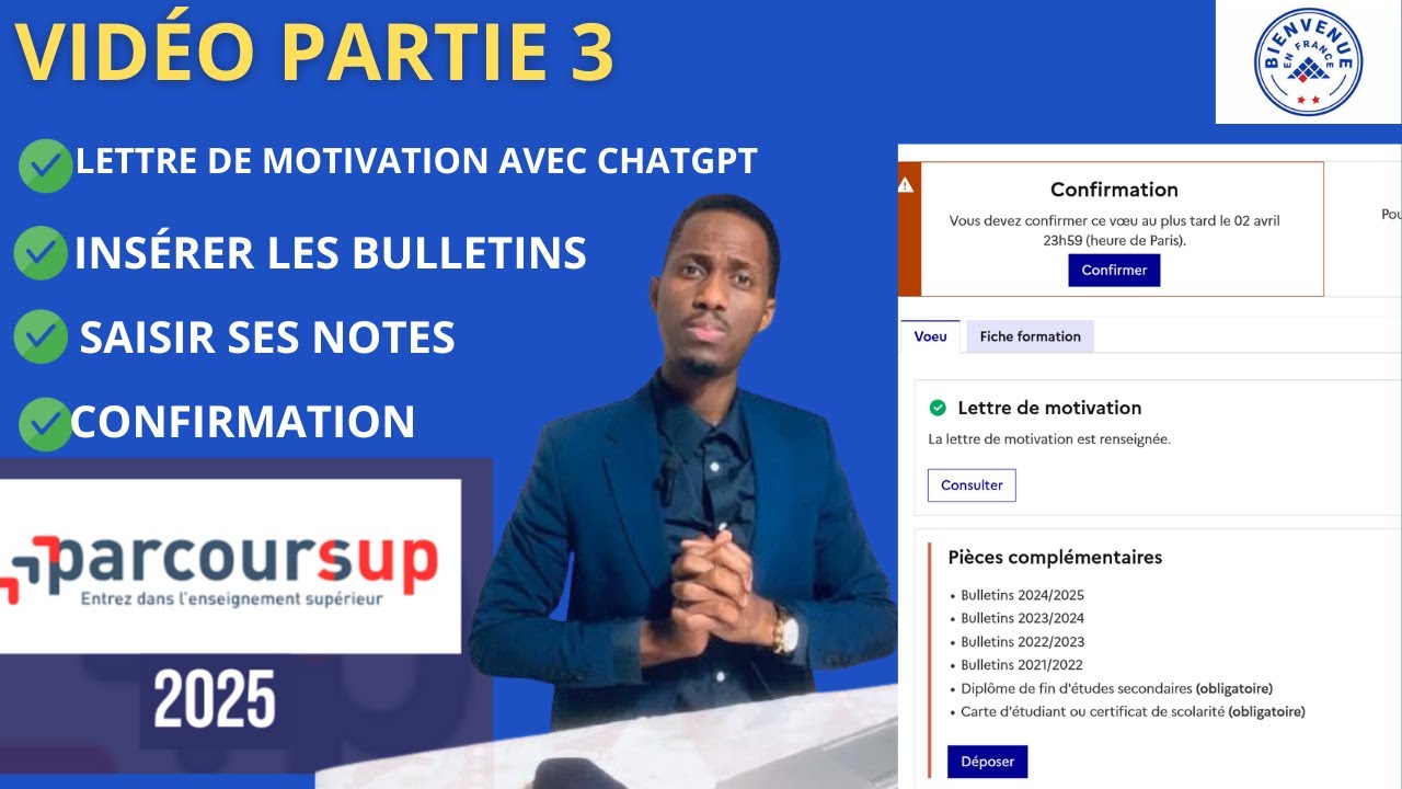 Parcoursup 2025 : Mettre les bulletins, saisir les notes et lettre de motivation🎓 🇫🇷