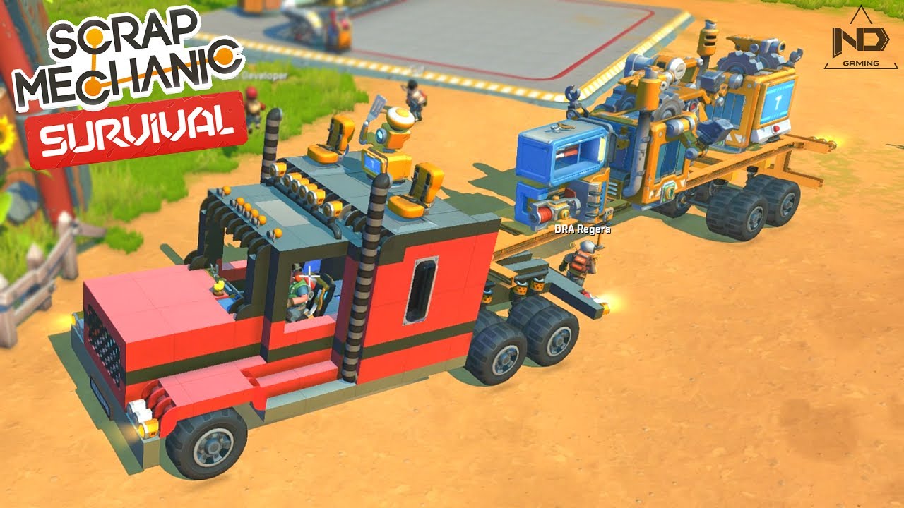 Scrap Mechanic Survival #9 - Vận Chuyển Đồ Bằng Xe Đầu Kéo Qua Căn Cứ Bí Mật Mới