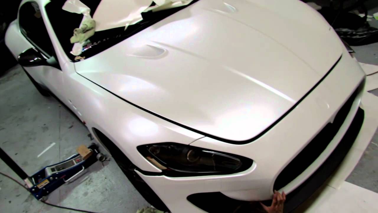 Maserati Granturismo MC Sportline Wrapped in Satin Pearl White by Impressive Wrap