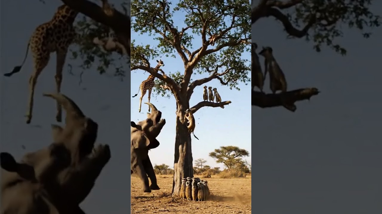 🦏 Rhino Shakes the Tree &mdash; Chaos on the Savannah! #shorts