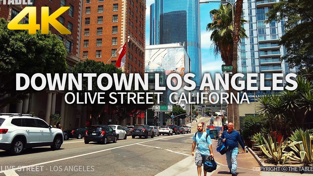 LOS ANGELES - Olive Street, Downtown Los Angeles, California, USA, Travel, 4K UHD