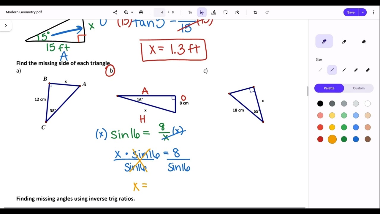 G.SRT.6 - Using Trig For Missing Sides