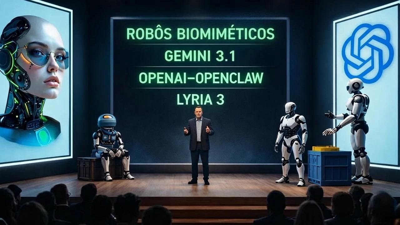 IA surpreende o mundo este mês: Robôs biomiméticos, Gemini 3.1, OpenAI–OpenClaw, LYRIA 3 e mais
