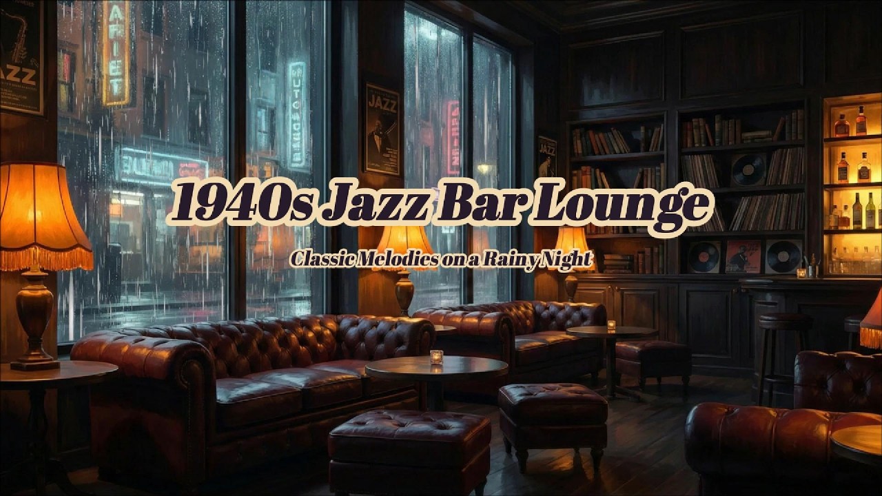 🔴 Study, Relax & Sleep LIVE | 1940s Retro Jazz Bar 🎷 Underwater Jazz & Rain on a Cozy Night