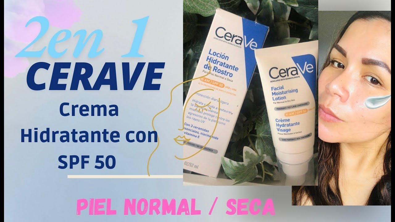 CERAVE Loción HIDRATANTE  Facial SPF 50.. DOS productos en UNO.