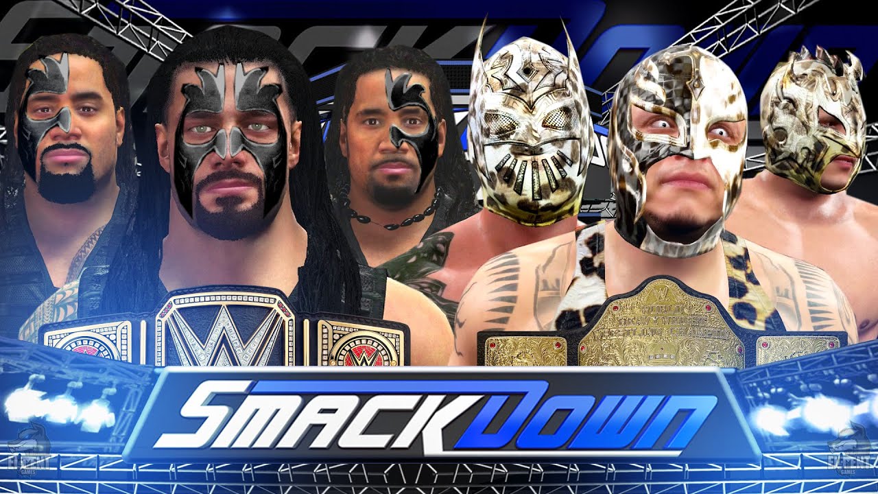 WWE 2K16 Mods - Super Luchas vs Samoan Shield (Rey Mysterio & Luchas vs Roman Reigns & The Uso's )