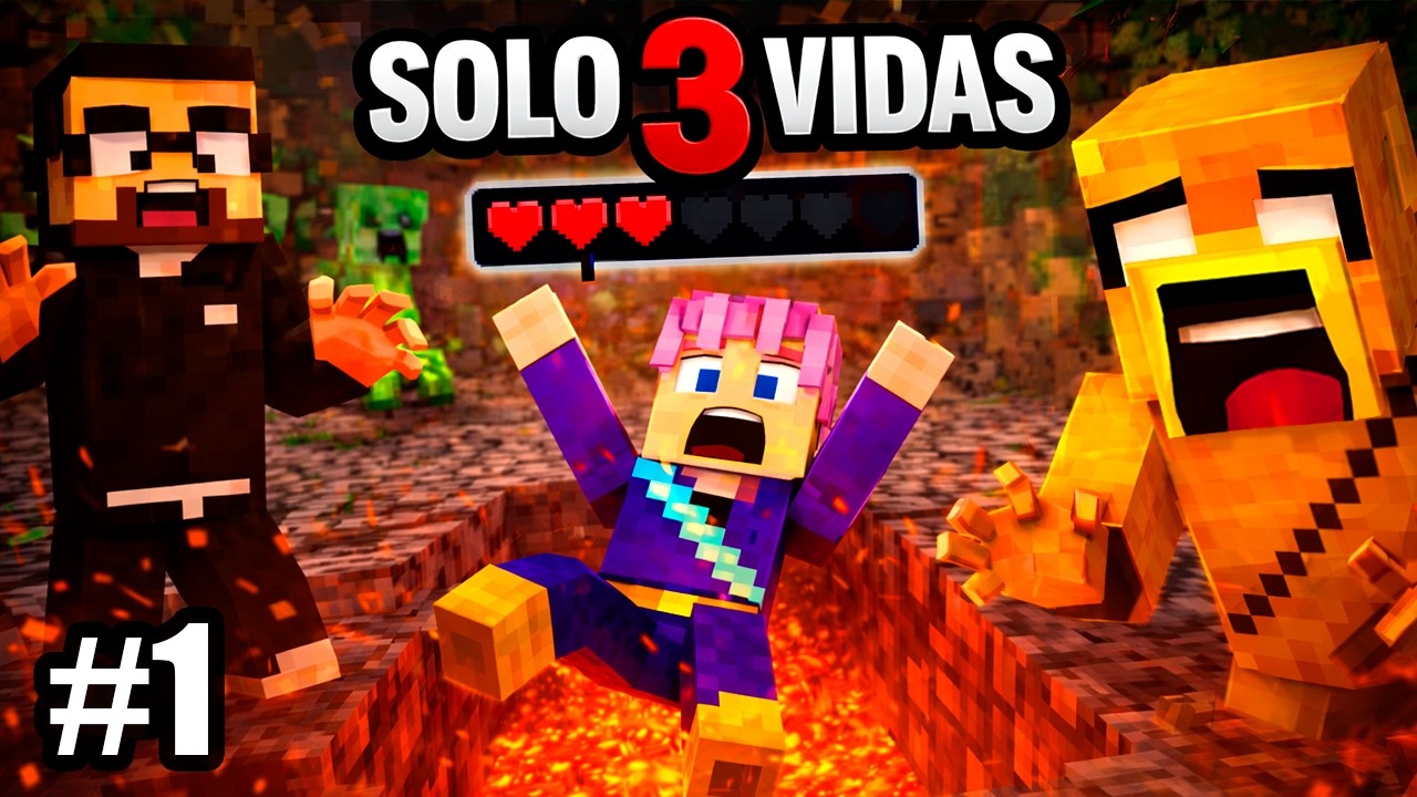 3 VIDAS, 3 JUGADORES y 1 SOLO MUNDO 💀- #1 Minecraft Hardcore EXTREMO ft WarUnicornio & Spartantaurio
