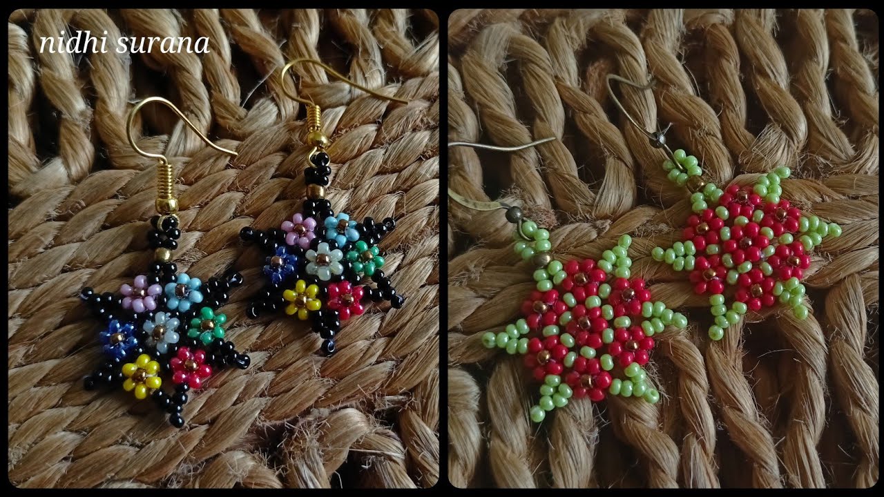 Happy Bouquet, Seed beads earrings/Jewelry making at home/Aretes Tutorial diy