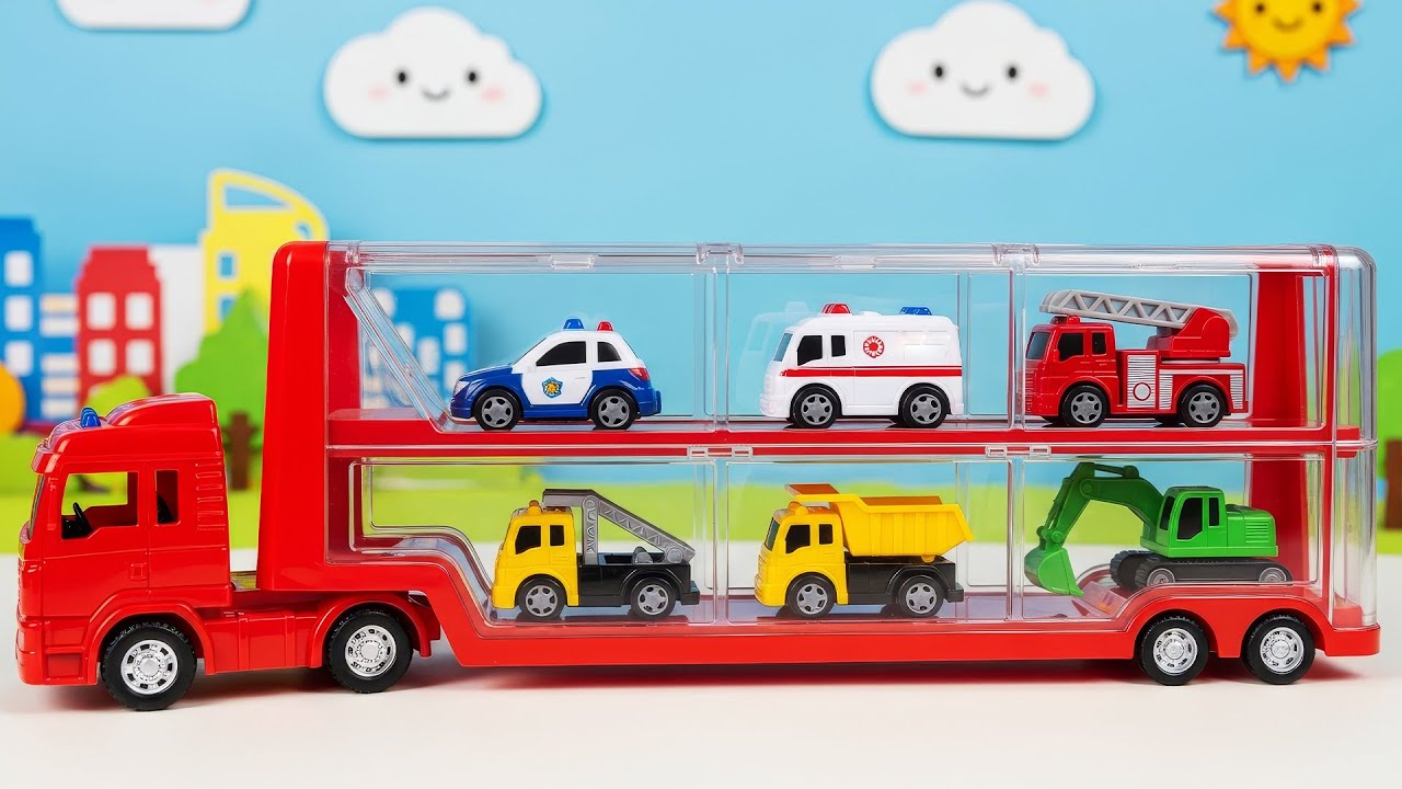 Big Red Car Carrier & Toy Cars! 🎨 Color Splash Numbers 1 to 5 + More Nursery Rhymes & Kids Songs