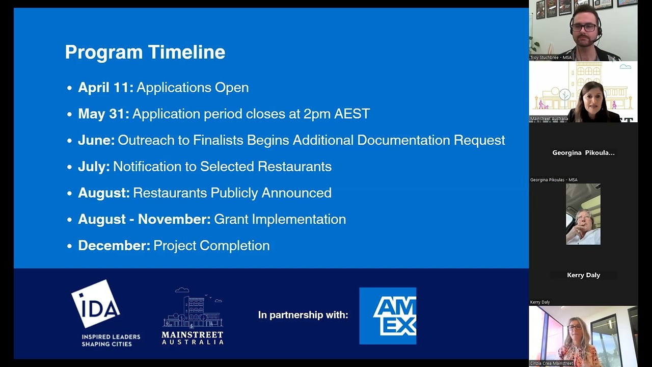 American Express Backing International Small Restaurants Grant Briefing | Mainstreet Australia