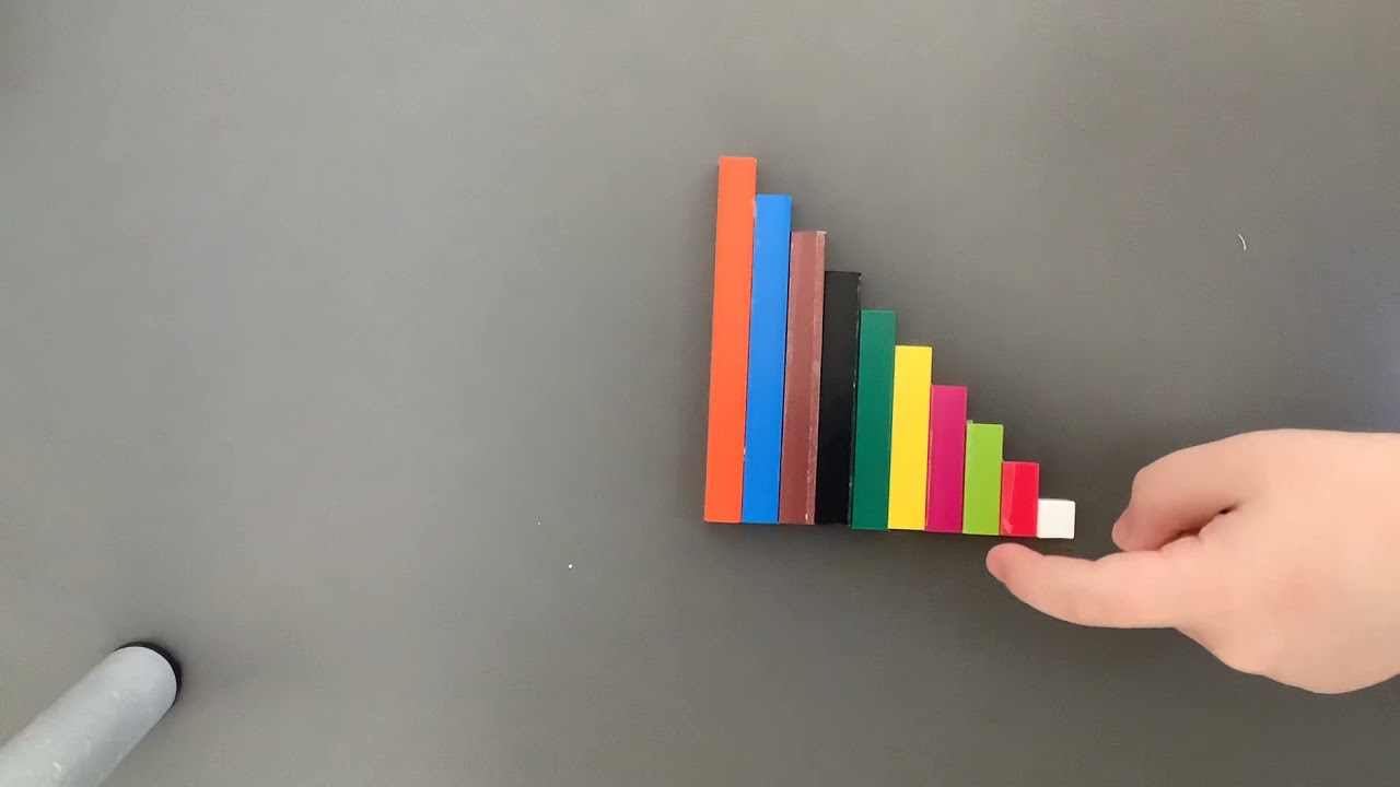 Les compléments de 10 : réglettes Cuisenaire (recherche des compléments avec la réglette 1)