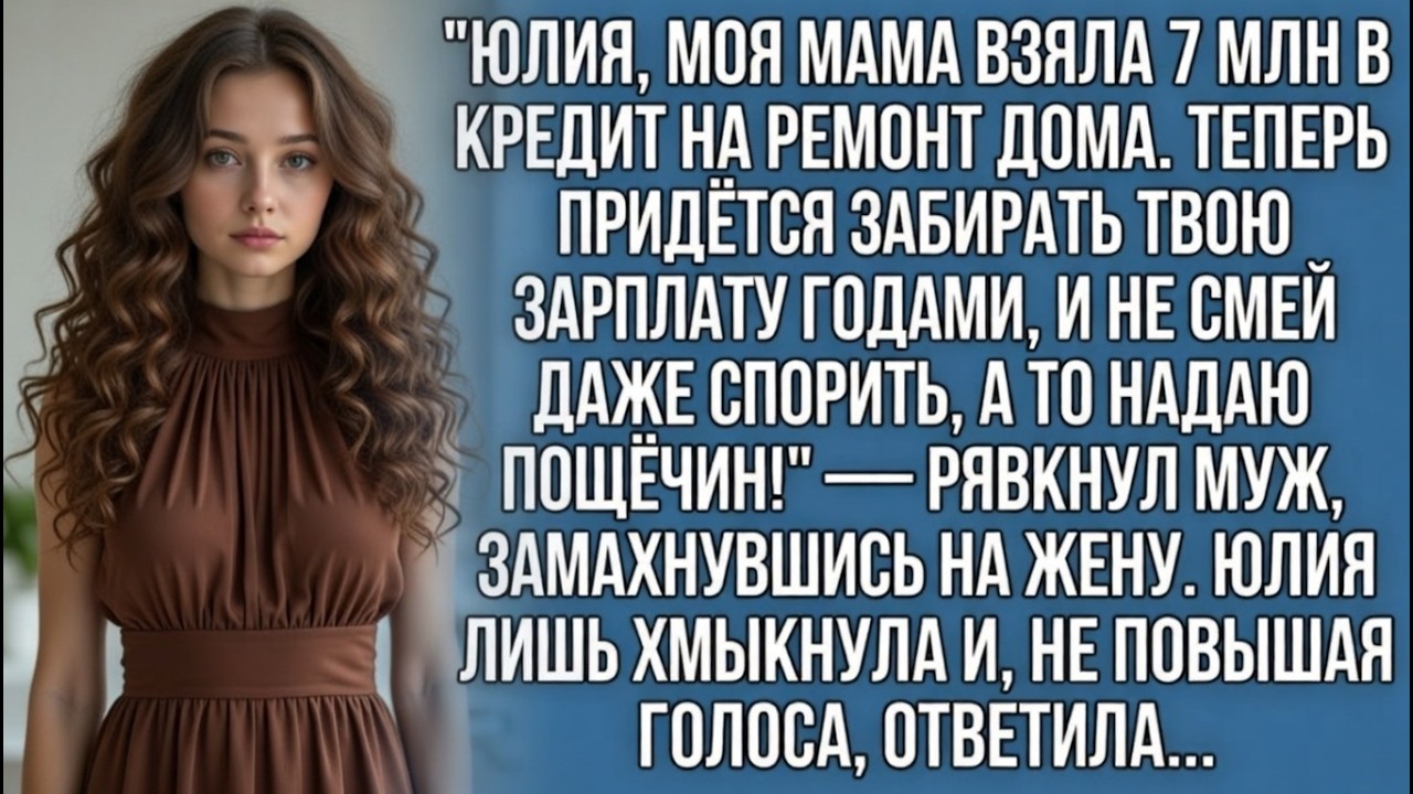Юлия, моя мама взяла 7 млн в кредит на ремонт дома. Теперь придётся забирать твою зарплату годами..