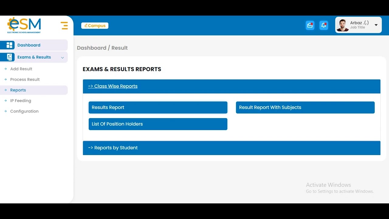 eSM Results/Reports | eSM Electronic School Management | Cyber Advance Solutions