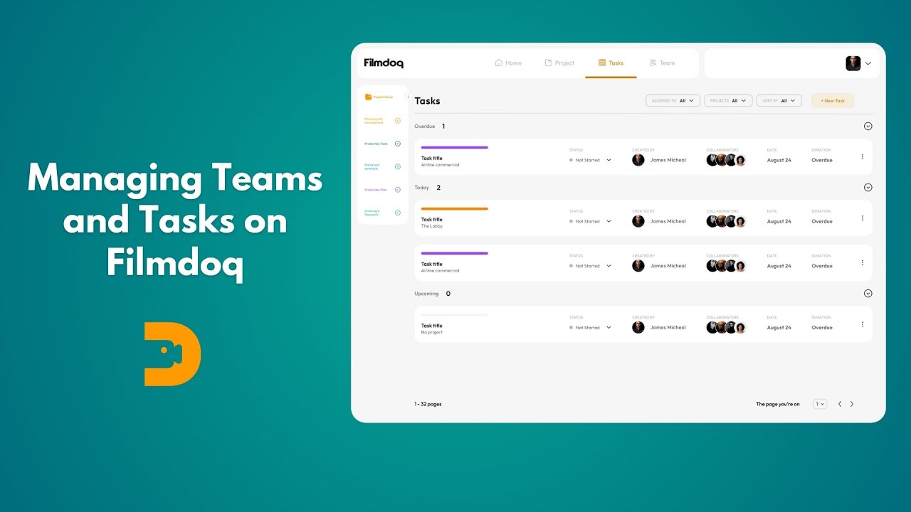 Managing Teams and Tasks on Filmdoq #projectmanagement #teammanagement