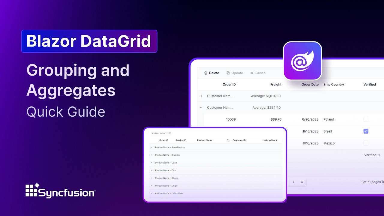 Обзор функций группировки и агрегирования в Blazor DataGrid