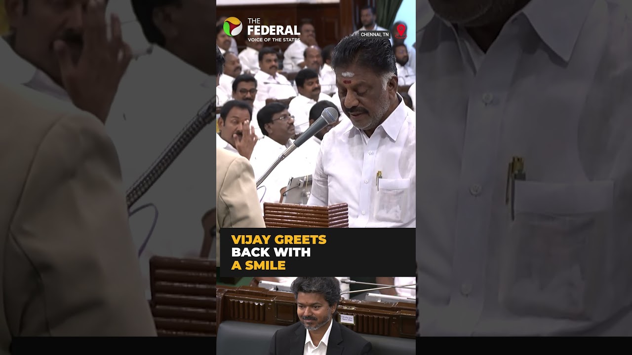 CM Vijay greets OPS with a smile during oath ceremony in Tamil Nadu Assembly