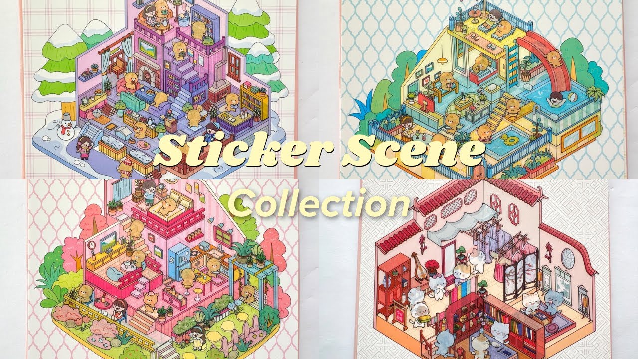 ASMR | STICKER COLLECTION | 3D STICKER SCENE DIY | RELAXING MINIATURE STICKERS