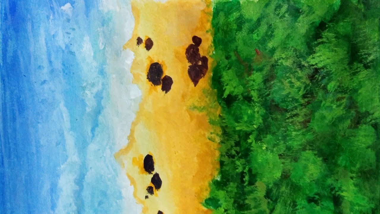 Sea top view painting/#2 /Easy for beginners/Relaxing/Daily Art Therapy /sea painting/painting Demo/