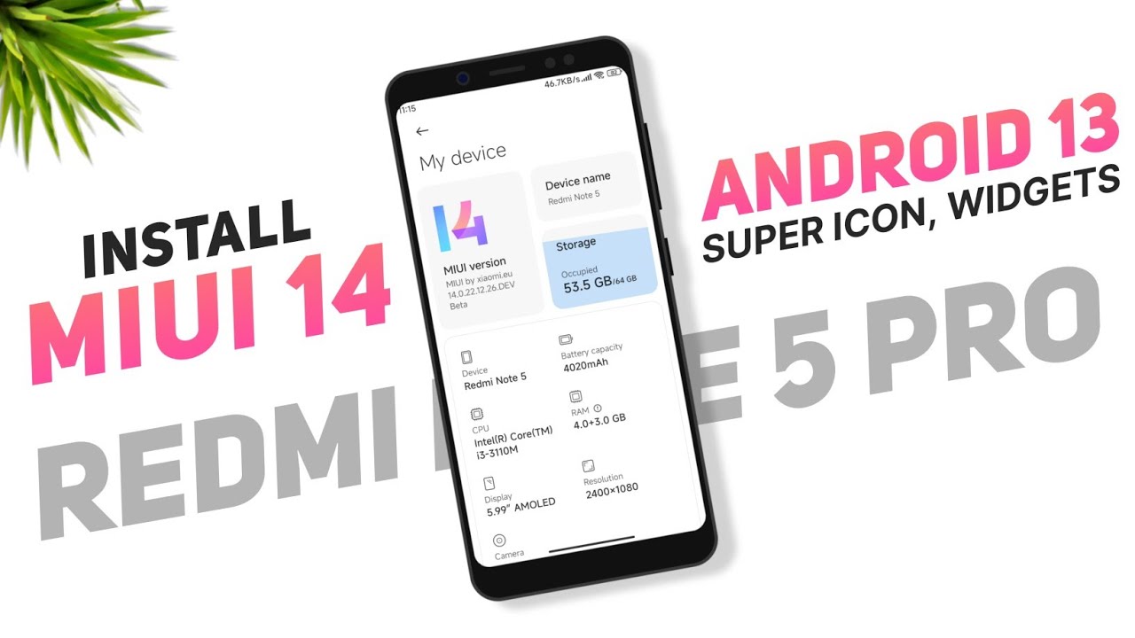 Установка MIUI 14 Android 13 на Redmi Note 5 Pro | Супер иконки, виджеты | Xiaomi EU 22.12.26