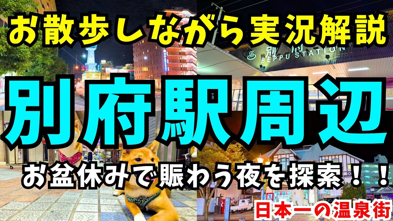 【特別出張企画】日本一の温泉街、大分県別府市の代表駅であるJR別府駅及び別府市の中心市街地をお散歩しながら実況解説【夜散歩】