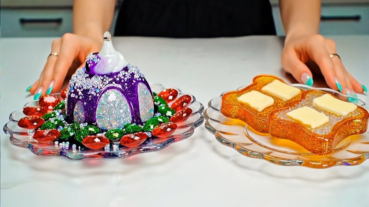 Making Galaxy Cake And Golden Toast… But Made of GLASS! 🍞🍰💎