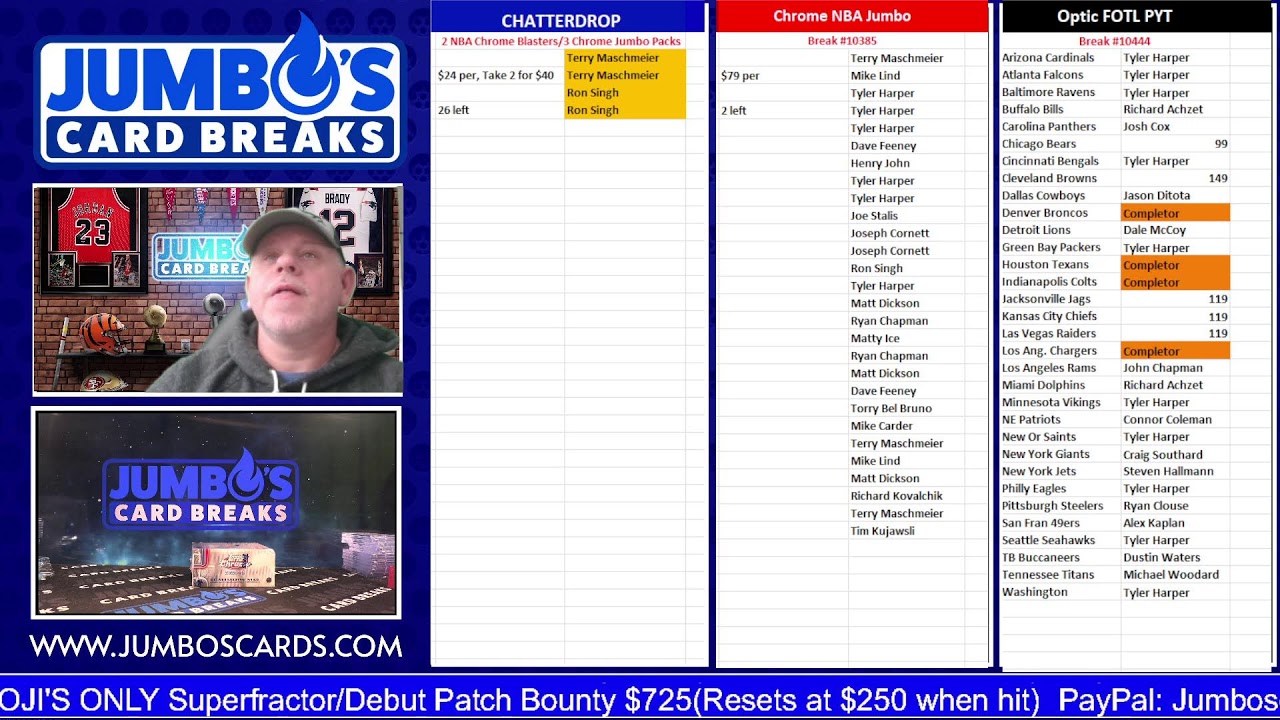 1-22 Thursday Night Breaks with Bobby! MEGA Giveaway!